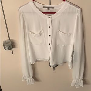 Guess white shear blouse size large.
